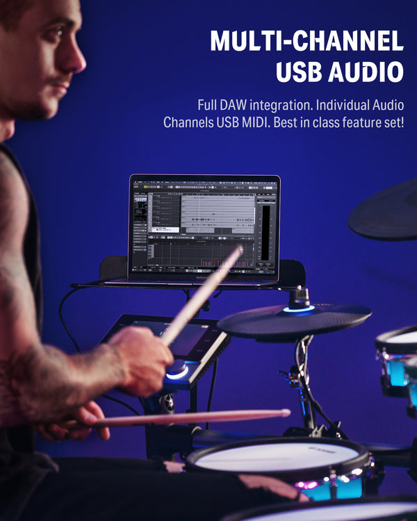 Donner BackBeat Electric Drum Set with High-Tech 7-inch Touchscreen, 1126 Sounds, Customize Drum Pad Colors, Internal Rack Wiring, and Gaming APP for Ultimate Fun