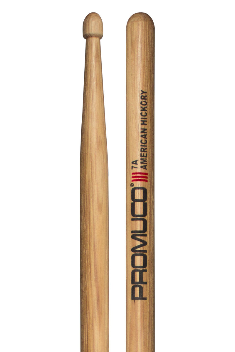 Promuco Percussion American Hickory Drumsticks - 7A, Wood Tip
