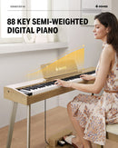 Donner DDP-60 88-Key Semi-Weighted Wooden Upright Digital Piano with 3-Pedal for Beginner