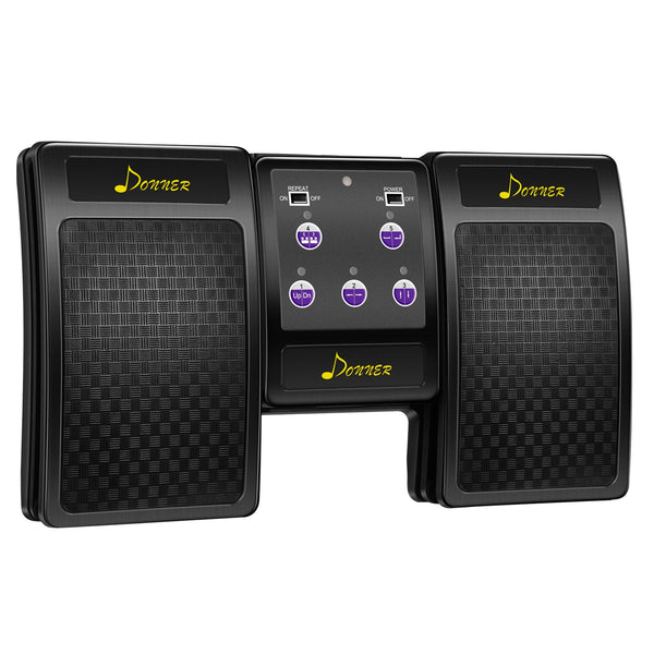 Donner Wireless Page Turner Pedal for Digital Devices Foot Pedal Rechargeable, Black