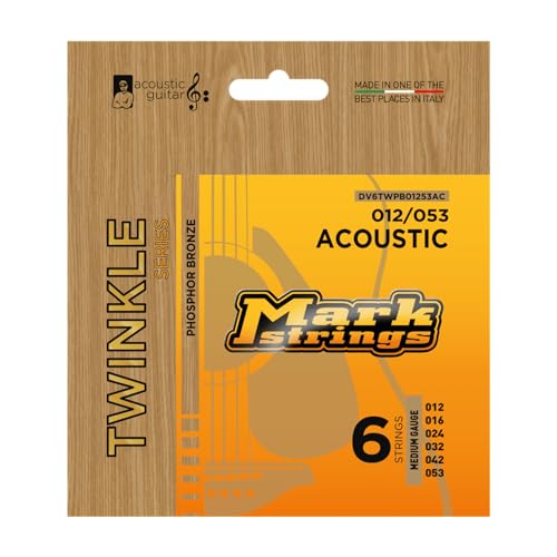 DV Mark DV6TWPB01253AC Twinkle Series 80/20 Acoustic Guitar String Set, Medium (12-56)