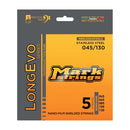 DV Mark Longevo Series - Electric Bass Strings Set of 5,  Medium Gauge (45-130) - Stainless Steel Bass Guitar Strings, Long Scale