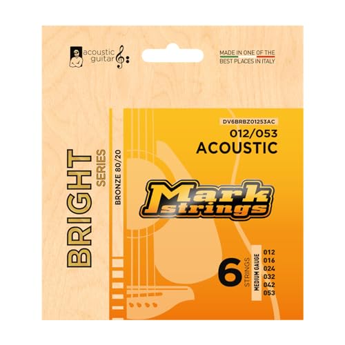 DV Mark DV6BRBZ01253AC Bright Series Bronze 80/20 Acoustic Guitar String Set, Medium (12-53)