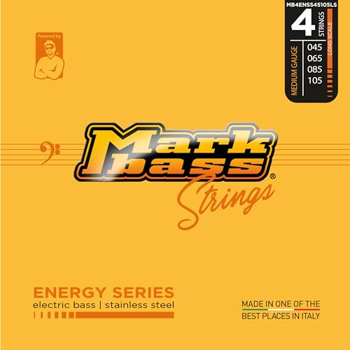 DV Mark Energy Series - Electric Bass Strings Set of 4,  Medium Gauge (45-105) - Stainless Steel Bass Guitar Strings, Long Scale