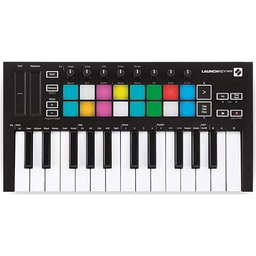 Novation Launchkey Mini [MK3] Portable 25-Key, USB, MIDI Keyboard Controller with DAW Integration. Chord Mode, Scale Mode, and Arpeggiator for Music Production