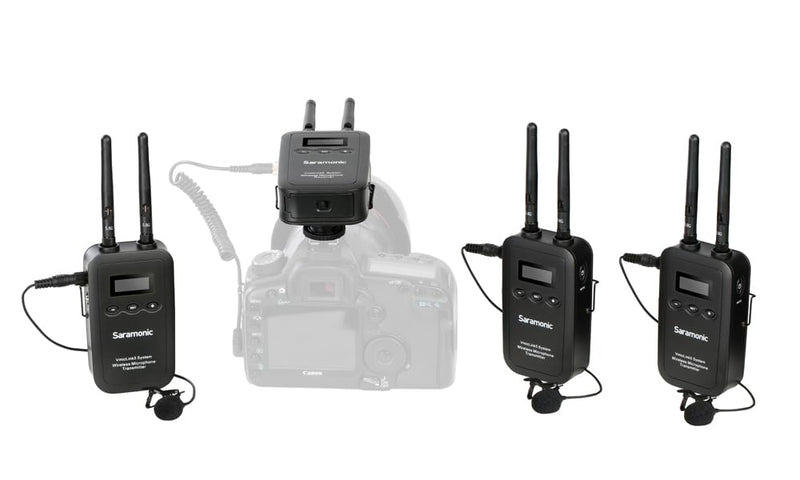 Saramonic VMICLINK5-3TX-PLUS-RX Camera-Mount Digital Wireless Microphone System 3 Bodypack Transmitters and Lavalier Mics (5.8 GHz)