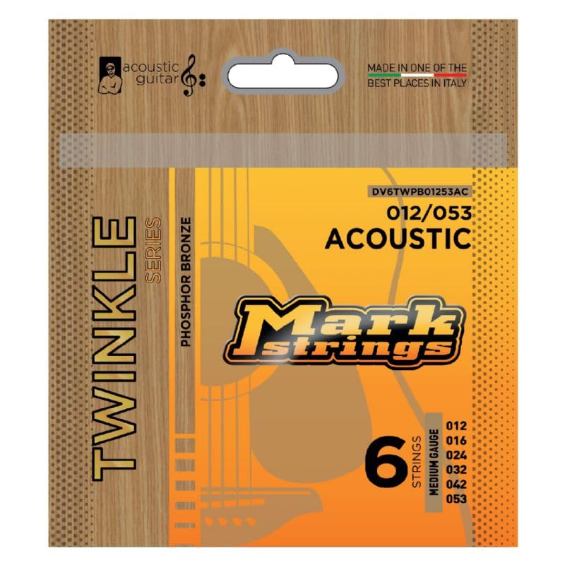 DV Mark DV6TWPB01253AC Twinkle Series 80/20 Acoustic Guitar String Set, Medium (12-56)