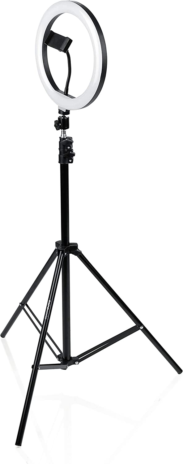 Gator Set of Two (2) Height-Adjustable Stands with Pivoting LED Ring Lights and Universal Phone Holders