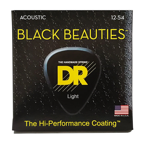 Black Beauties Coated Acoustic Guitar Strings, Light (12-54)