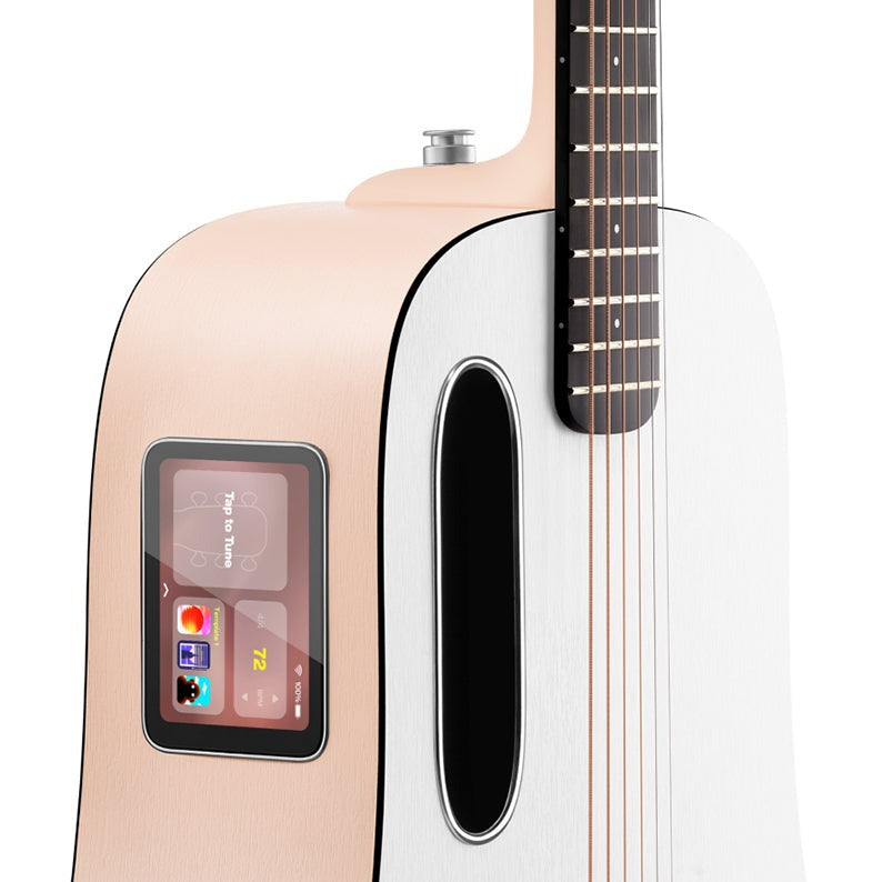 Lava Music ME Play 36” Acoustic / Electric Guitar With Gig Bag, Light Peach / Frost White