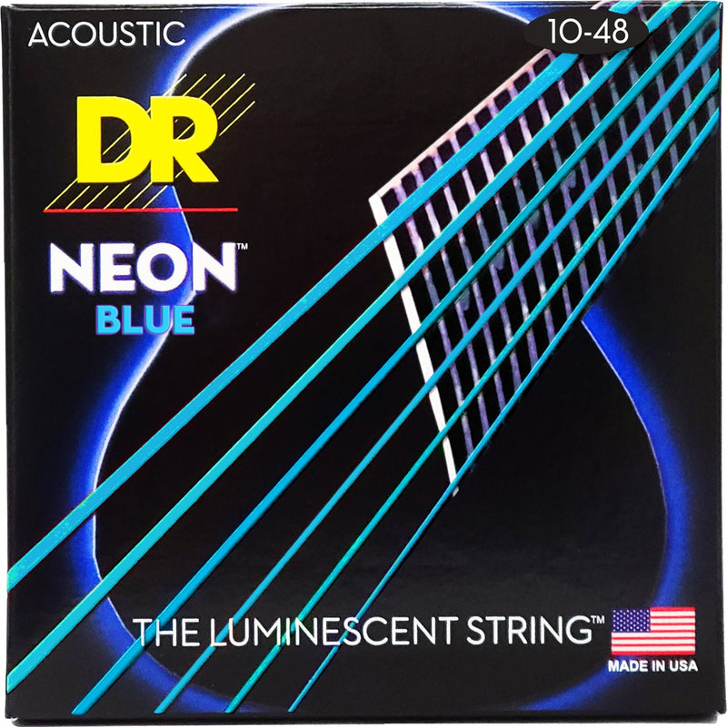 NEON Blue Coated Phosphor Bronze Acoustic Guitar String Set, Extra Light (10-48)