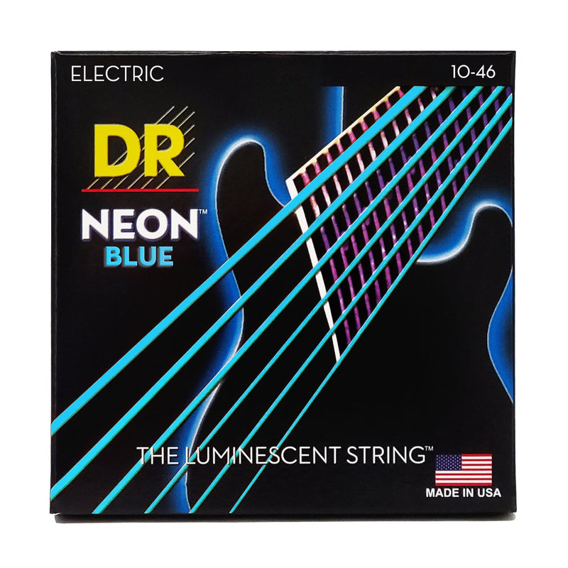 Neon Blue Coated Electric Guitar Strings, Medium (10-46)