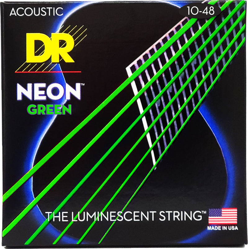 NEON Green Coated Phosphor Bronze Acoustic Guitar String Set, Extra Light (10-48)