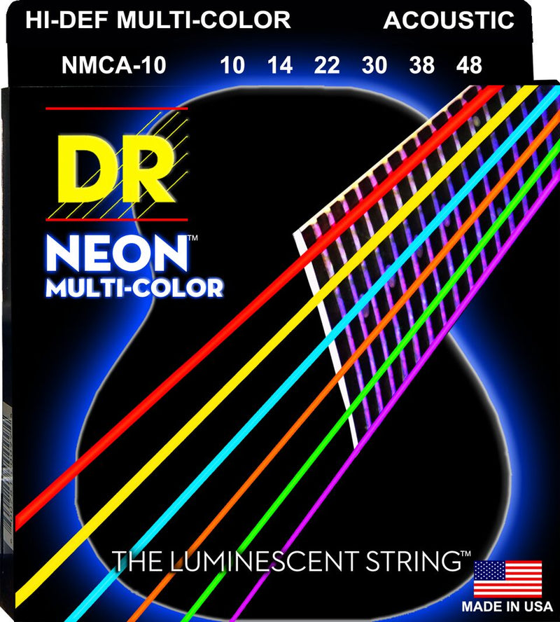 Neon Multi-color Coated Acoustic Guitar String, Extra Light (10-48)