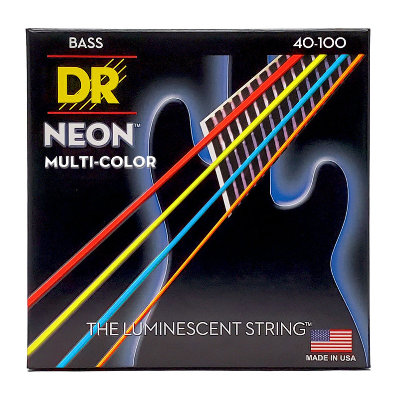 Neon Multi-color Coated Bass Strings, Light (40-100)