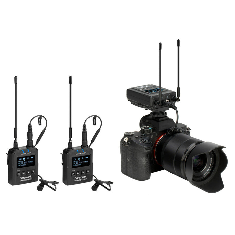 Saramonic UWMIC9SKIT2MINI Wireless UHF Lav Mic System / Dual CamMount Micro Receiver and Transmitters