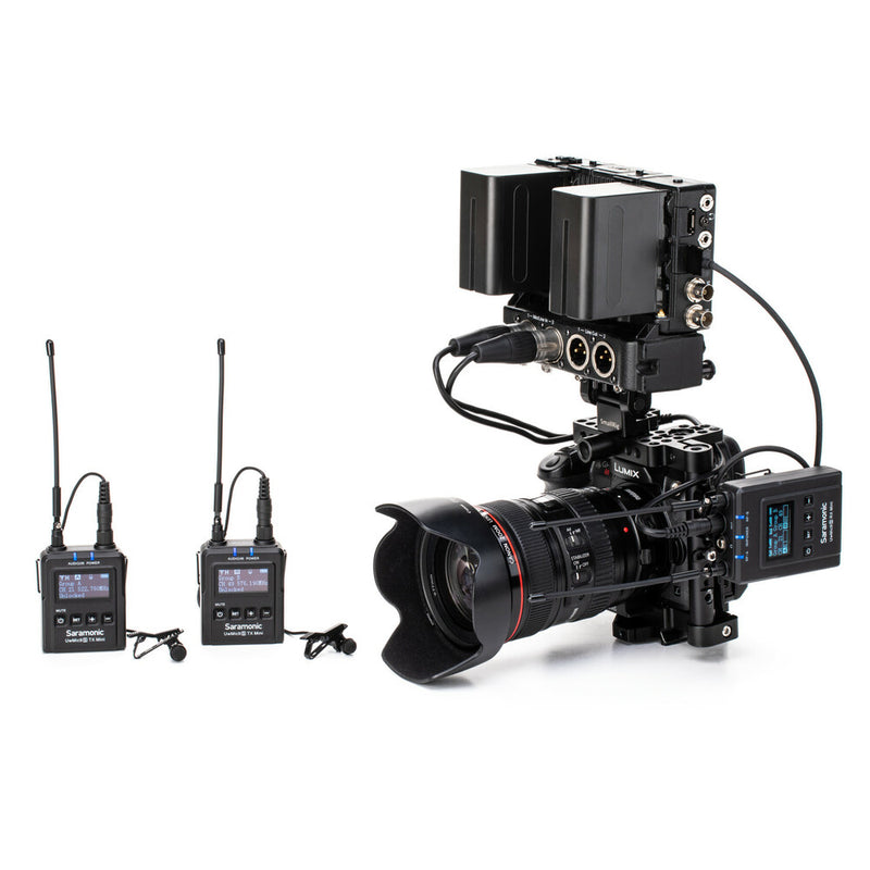 Saramonic UWMIC9SKIT2MINI Wireless UHF Lav Mic System / Dual CamMount Micro Receiver and Transmitters