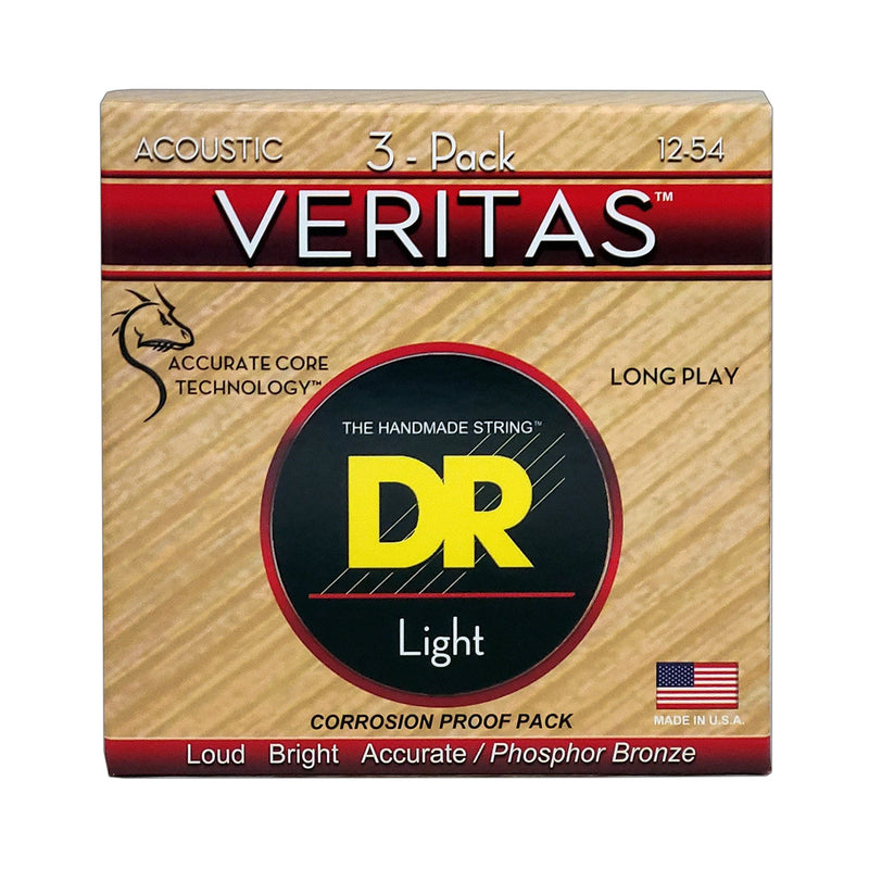 Veritas Acoustic Guitar Strings, Light (12-54) (3 Pack)