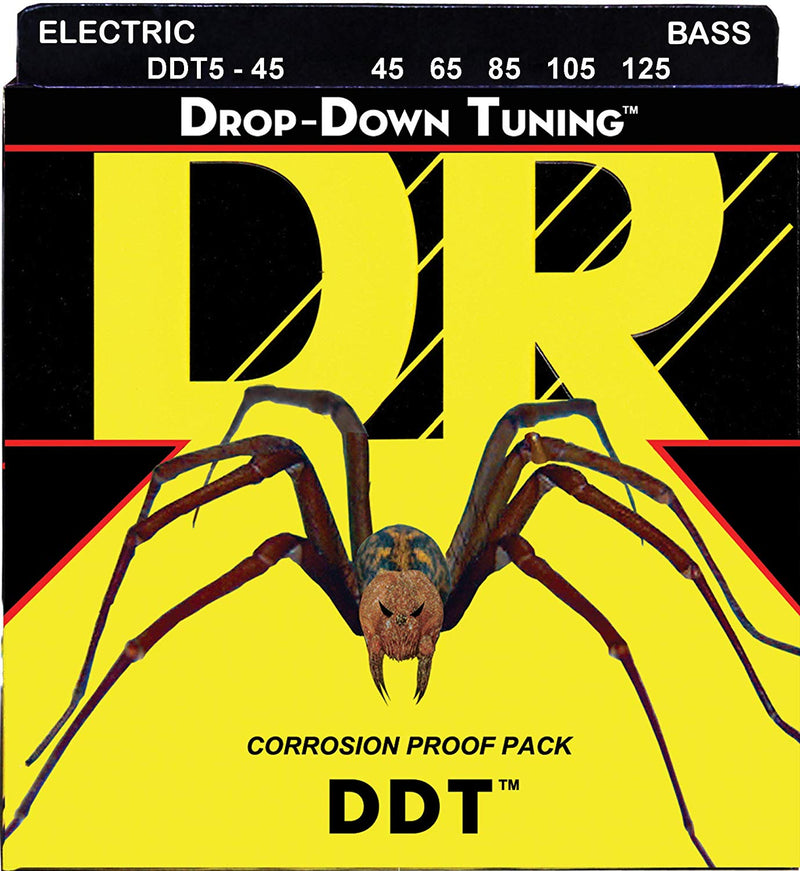 DR Handmade Strings DDT Drop-down Tuning 5-String Bass Strings, Medium (45-125)
