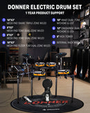 Donner BackBeat Electric Drum Set with High-Tech 7-inch Touchscreen, 1126 Sounds, Customize Drum Pad Colors, Internal Rack Wiring, and Gaming APP for Ultimate Fun