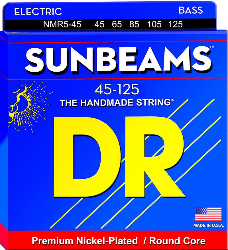 DR Handmade Strings Sunbeams Short Scale 5-String Bass Strings, Medium (45-125)