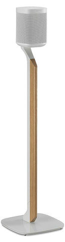FLEXSON Premium Floor Stand for SONOS ONE And PLAY:1 (Single, White/Oak)