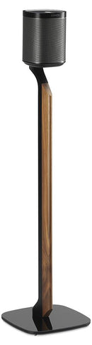 FLEXSON Premium Floor Stand for SONOS ONE And PLAY:1 (Single, Black/Walnut)